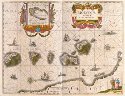 Fűszer-szigetek és Bachian-sziget (Batjan), Willem Blaeu, Amszterdam, "Theatrum Orbis Terrarum, sive Atlas Novus" című művében. alkotó: Willem Blaeu