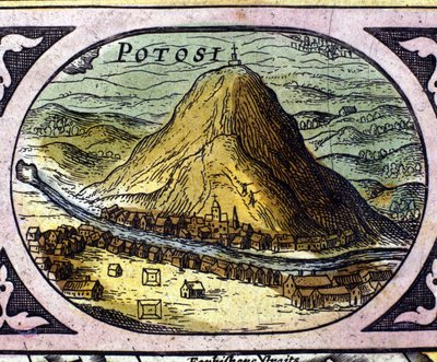 Potosí (Bolívia) ezüstbányái William Blaeu „Atlasz” után alkotó: Willem Blaeu