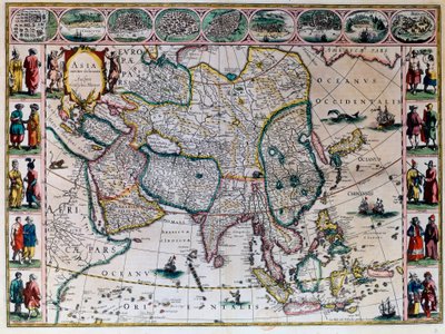 A világ színháza, avagy az új amszterdami atlasz. Willem Janszoon Blaeu (1571-1638) Ázsia földrajzi térképe. alkotó: Willem Blaeu