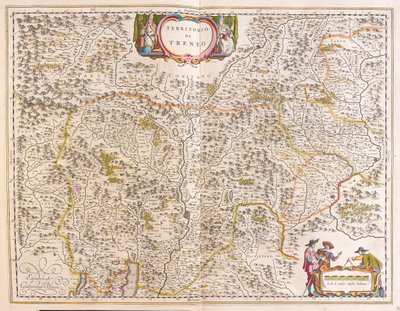 Trento, Olaszország, az amszterdami Willem Blaeu "Theatrum Orbis Terrarum, sive Atlas Novus" című művében. alkotó: Willem Blaeu