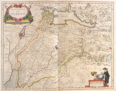 Verona, Olaszország, az amszterdami Willem Blaeu "Theatrum Orbis Terrarum, sive Atlas Novus" című művében. alkotó: Willem Blaeu