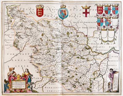 West riding of Yorkshire, a Willem Blaeu által készített "Theatrum Orbis Terrarum, sive Atlas Novus"-ban (Amszterdam). alkotó: Willem Blaeu