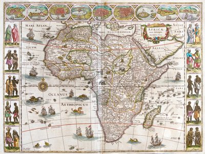 Afrika, a Willem Blaeu által készített "Theatrum Orbis Terrarum, sive Atlas Novus"-ban (Amszterdam). alkotó: Willem Blaeu