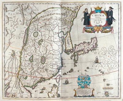 Blaeu első Kína-térképe, Willem Blaeu "Theatrum Orbis Terrarum, sive Atlas Novus" című könyvében, Amszterdam, Amszterdam alkotó: Willem Blaeu