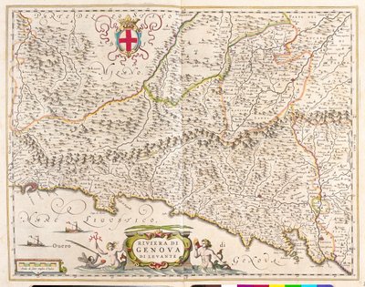 iKeleti Riviéra Liguria, Olaszország, n "Theatrum Orbis Terrarum, sive Atlas Novus", szerző: Willem Blaeu, Amszterdam alkotó: Willem Blaeu