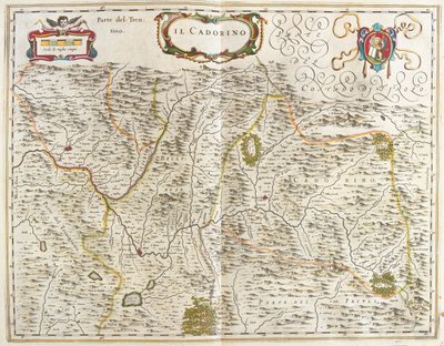 il Cadore (veneto) Olaszország, a Willem Blaeu által készített "Theatrum Orbis Terrarum, sive Atlas Novus"-ban (Amszterdam). alkotó: Willem Blaeu