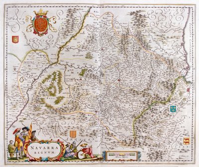 a Pamplonát, Bayonne-t és San Sebastiant is magában foglaló régió, Willem Blaeu, Amszterdam, "Theatrum Orbis Terrarum, sive Atlas Novus" című művében. alkotó: Willem Blaeu