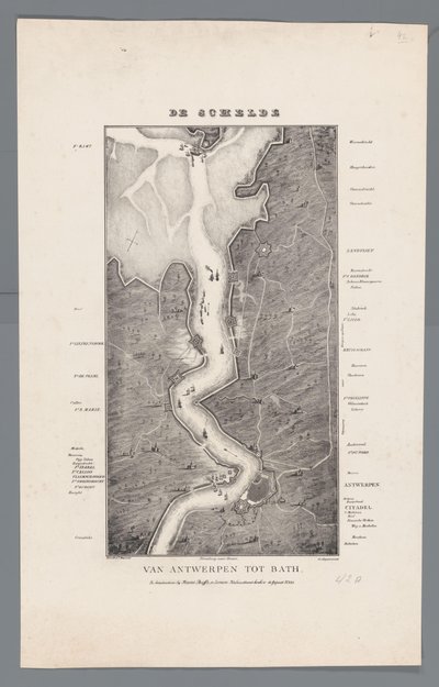A Scheldt séta Fort Bathtől Antwerpenig, 1832 A Scheldt Antwerpentől Bathig (cím az objektumon) alkotó: Willem Charles Magnenat