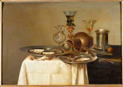 Serlegek és osztrigák (olaj tölgyfára) alkotó: Willem Claesz. Heda