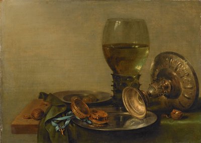 Csendélet ezüst tazzával alkotó: Willem Claesz. Heda