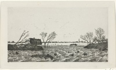 Gátszakadás Dreumelben, 1855 alkotó: Willem Gruyter jr.