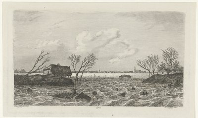 Gátszakadás Dreumel közelében, 1855 alkotó: Willem Gruyter jr.