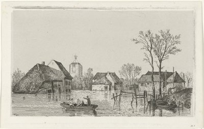 Árvíz Beesdnél, 1855 alkotó: Willem Gruyter jr.