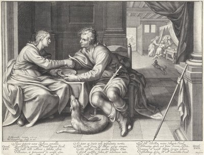 Ézsau eladja elsőszülöttségi jogát Jákobnak alkotó: Willem Isaacsz. van Swanenburg