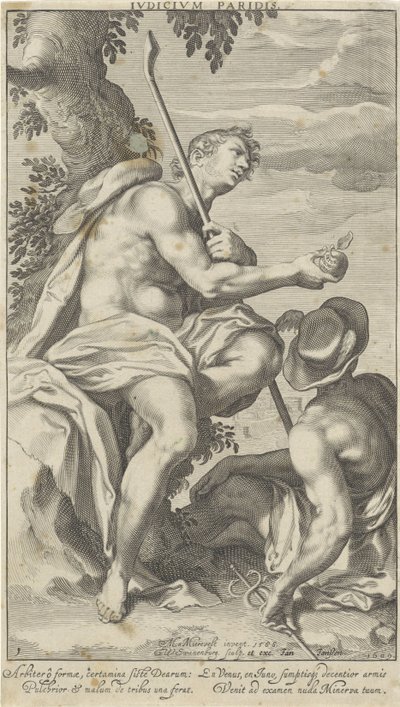 Párizs és Mercurius Párizsi ítélet (cím a tárgyon) Oordeel van Paris (sorozat címe) alkotó: Willem Isaacsz. van Swanenburg