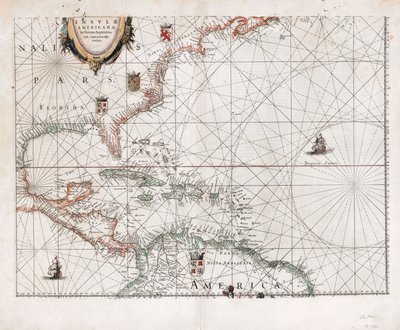 Insvlæ Americanæ in Oceano Septentrionali cum terris adjacentibus. LOC 2003630536 alkotó: Willem Janszoon Blaeu