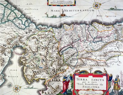 A Szentföld térképe, megjelent Amszterdamban, 1629 (színes metszet) alkotó: Willem Janszoon Blaeu