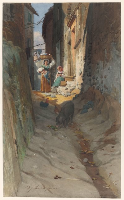 Kilátás egy kis utcára Rocca di Papa városában alkotó: Willem Johann Martens