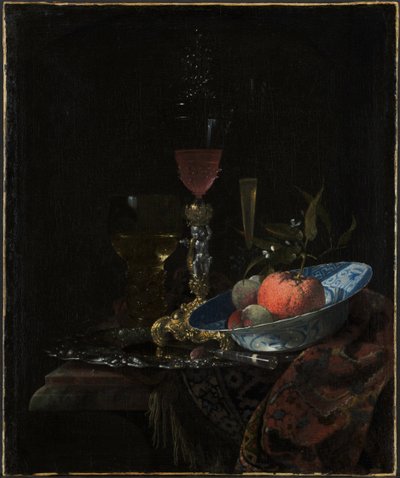 Borospohár és egy tál gyümölcs, 1663. alkotó: Willem Kalf