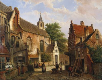 Utcai jelenet Delftben alkotó: Willem Koekkoek