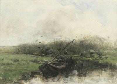 Evezős csónak egy árokban alkotó: Willem Maris