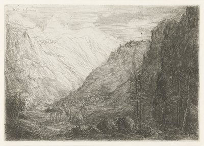 Kilátás a hegyi völgyre alkotó: Willem Matthias Jan van Dielen