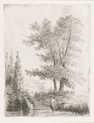 Dombos táj fürdőzővel alkotó: Willem Matthias Jan van Dielen