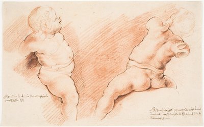 Kentaurt Cupido leigázott. Antik szoborcsoport. Két tanulmány Cupidoról, az egyik jobbról, a másik hátulról nézve alkotó: Willem Panneels
