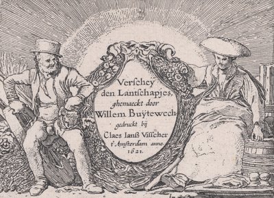 Címlap, Verscheyden Landtschapjes Various Little Landscapes, 1. tábla, kb. 1616, alkotó: Willem Pietersz. Buytewech
