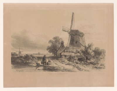 Szélmalom két alakos tájban alkotó: Willem Roelofs (I)