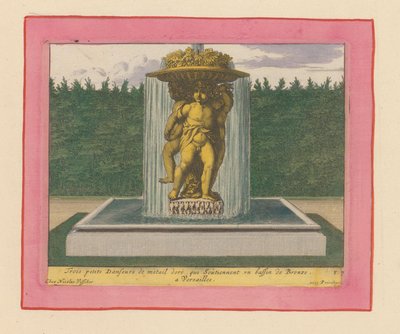 Brunnen mit einer Statue von drei tanzenden Putti, die eine Schale über ihren Köpfen tragen alkotó: Willem Swidde