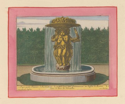 Brunnen mit einer Statue von drei Musikern, die eine Schale über ihren Köpfen tragen alkotó: Willem Swidde
