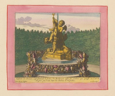 Brunnen mit einem Putto als Personifikation des Reichtums, sitzend auf Cerberus alkotó: Willem Swidde