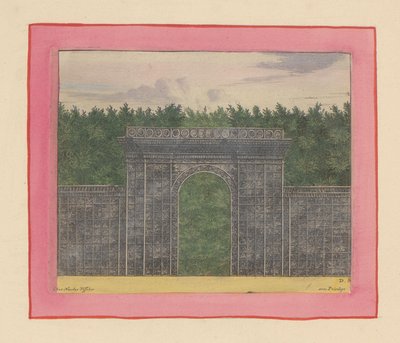 Rechteckiger Pavillon aus Lattenwerk mit Tor für eine Hecke in den Gärten von Versailles alkotó: Willem Swidde