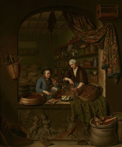 Egy fűszerüzlet alkotó: Willem Van Mieris