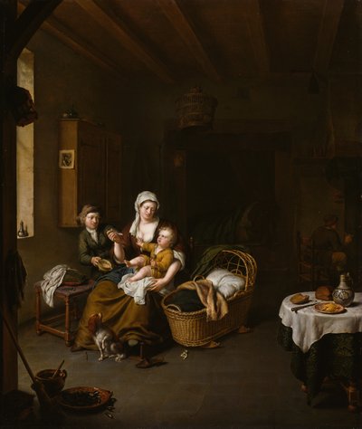 Egy anya eteti a gyermekét (A boldog anya) alkotó: Willem Van Mieris