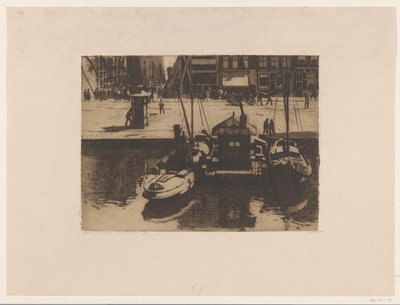 Kikötött hajók a Damraknál Amszterdamban alkotó: Willem Witsen (signed by artist)