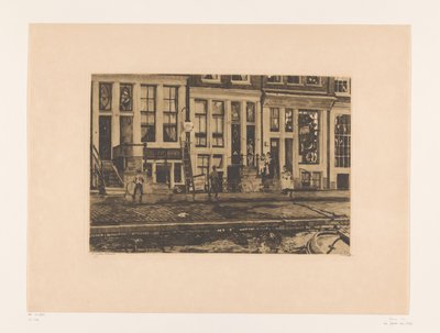 Kilátás az Oude Waalra Amszterdamban Oude Waal a Veltkamp nővérek mosási lehetőségeivel (eredeti cím) alkotó: Willem Witsen (signed by artist)