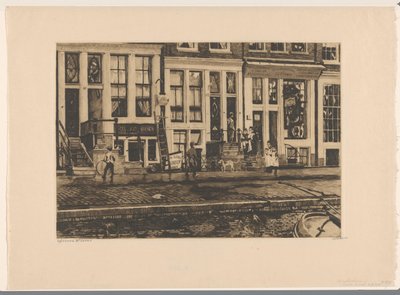 Kilátás a házakra az Oude Waal-on Amszterdamban Amsterdam Oude Waal (cím a tárgyon) alkotó: Willem Witsen (signed by artist)