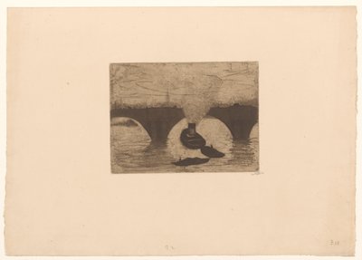 Vontatóhajó a londoni Waterloo híd előtt alkotó: Willem Witsen (signed by artist)
