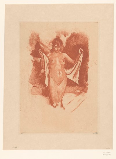 Álló meztelen nő szárítja magát alkotó: Willem Witsen (signed by artist)