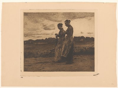 Két álló kötő egy tájban Edén alkotó: Willem Witsen (signed by artist)
