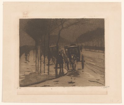 Várakozó kocsik a londoni Victoria rakparton alkotó: Willem Witsen (signed by artist)