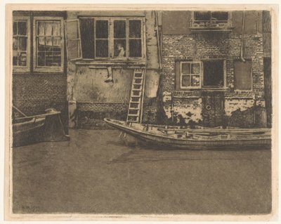 A Voorstraat 463, 465 és 467 hátsó homlokzatai Dordrechtben alkotó: Willem Arnoldus Witsen