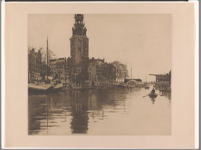 Kilátás a Montelbaanstorenre Amszterdamban Old Schans Montelbaanstorennel és evezős csónakkal (eredeti cím) alkotó: Willem Arnoldus Witsen