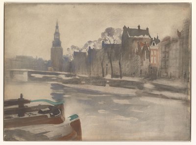 Kilátás az Oude Schansra a Montelbaanstoren alkotó: Willem Arnoldus Witsen