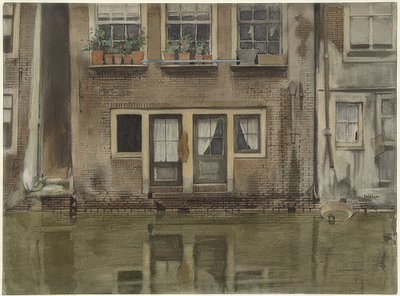 Haus an einer Gracht Amszterdamban (Házak egy csatornán Amszterdamban) alkotó: Willem Arnoldus Witsen