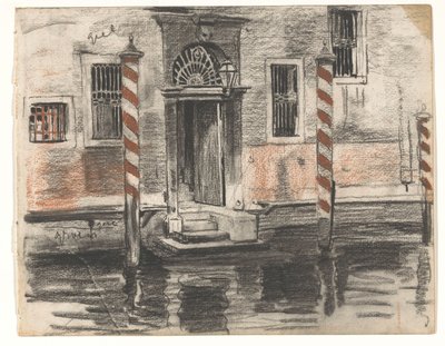 Ház a velencei Canal Grandén, színes jegyekkel alkotó: Willem Arnoldus Witsen