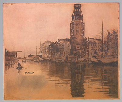 Régi Schans Montelbaanstorennel és evezős csónakkal alkotó: Willem Arnoldus Witsen