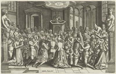 Hálaadás egy templomban Leiden domborműve után Orlers leírása Leyden városáról (sorozat címe) alkotó: Willem de Haen